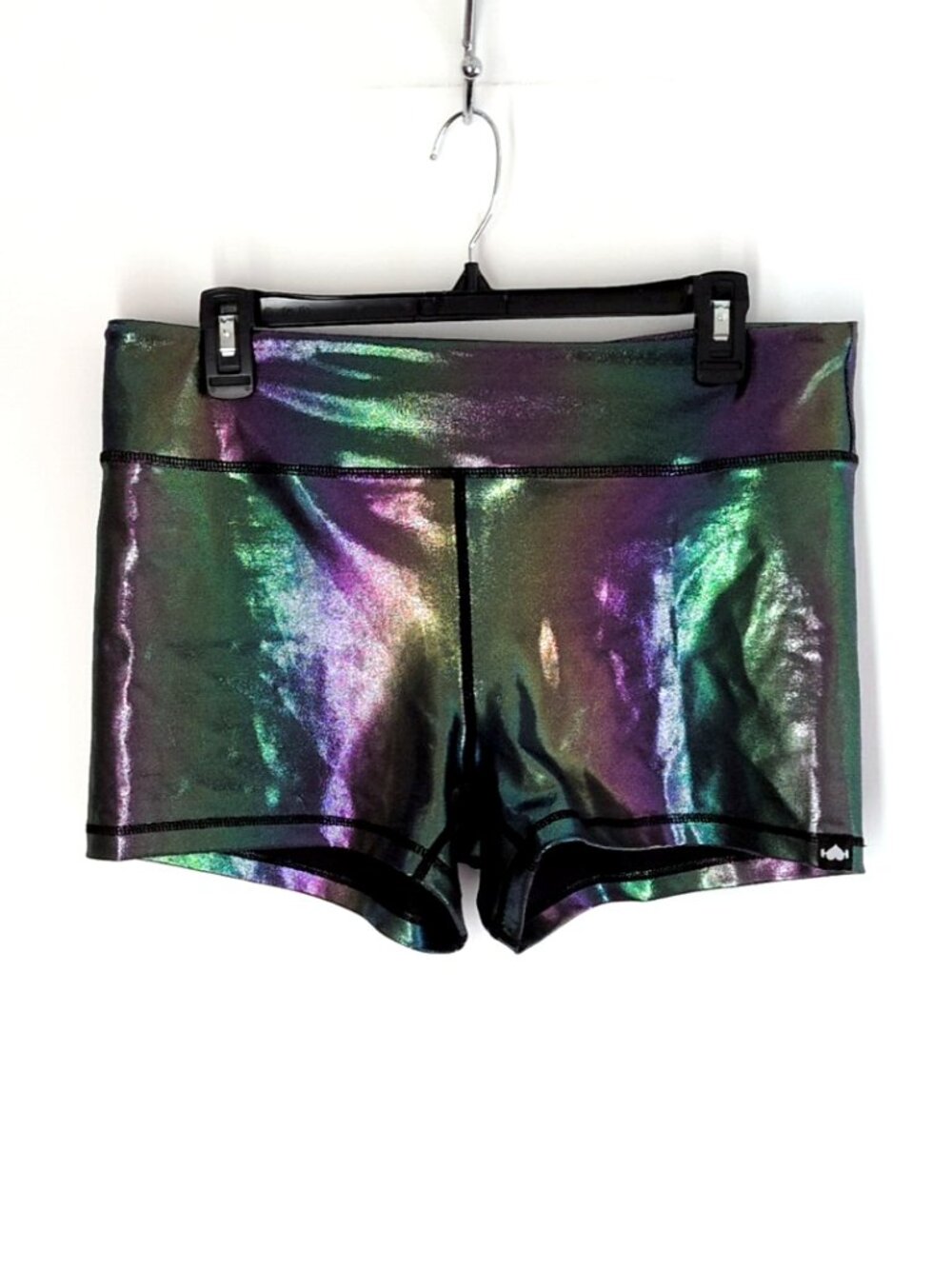 Wodbottom Shiney Hiney rainbow iridescent metallic 3" gym shorts XXL mid rise